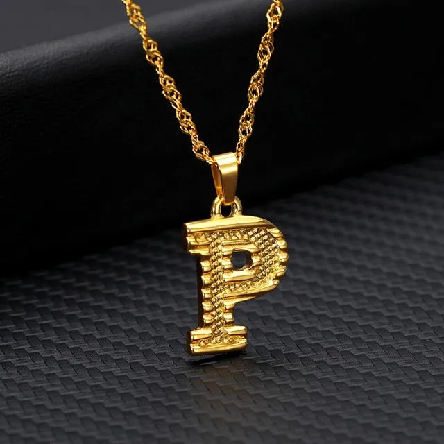 Tiny Gold Initial Letter Necklace