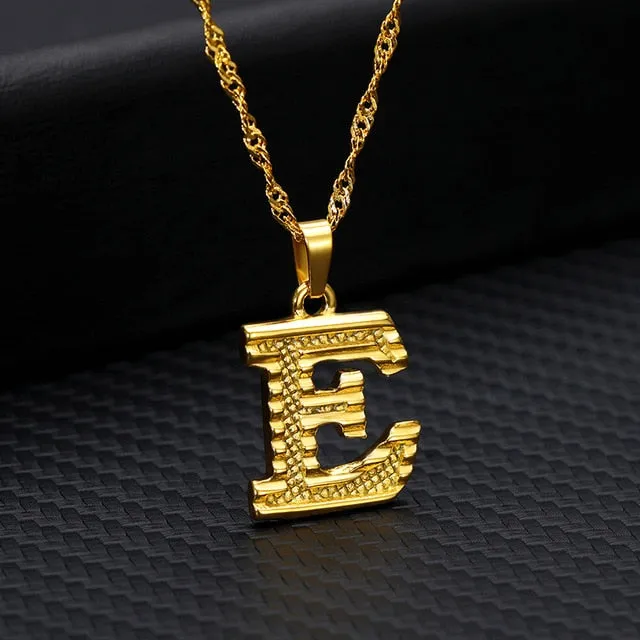 Tiny Gold Initial Letter Necklace