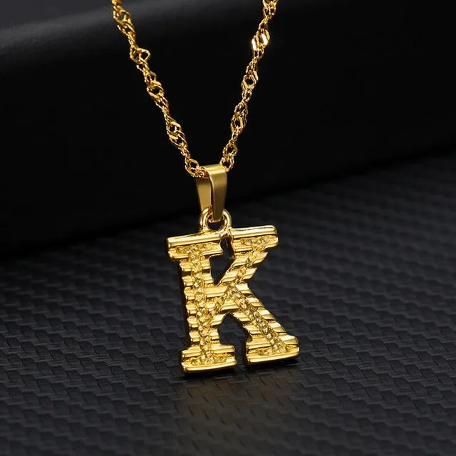 Tiny Gold Initial Letter Necklace