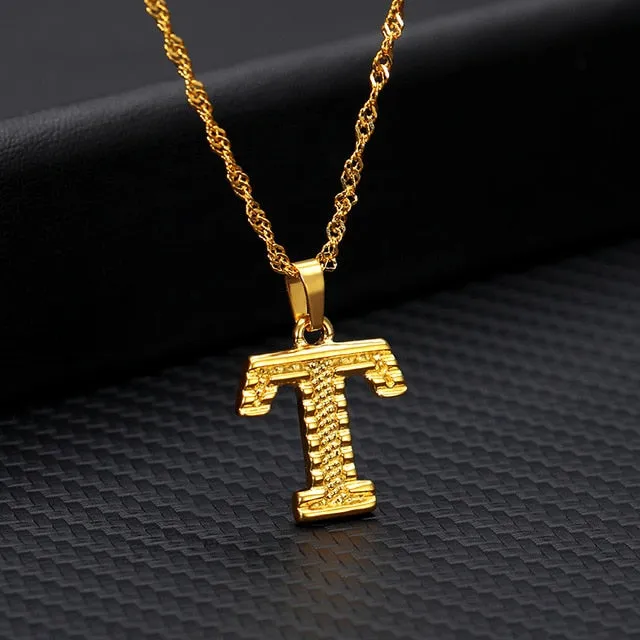 Tiny Gold Initial Letter Necklace