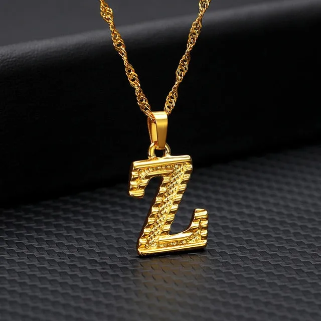 Tiny Gold Initial Letter Necklace