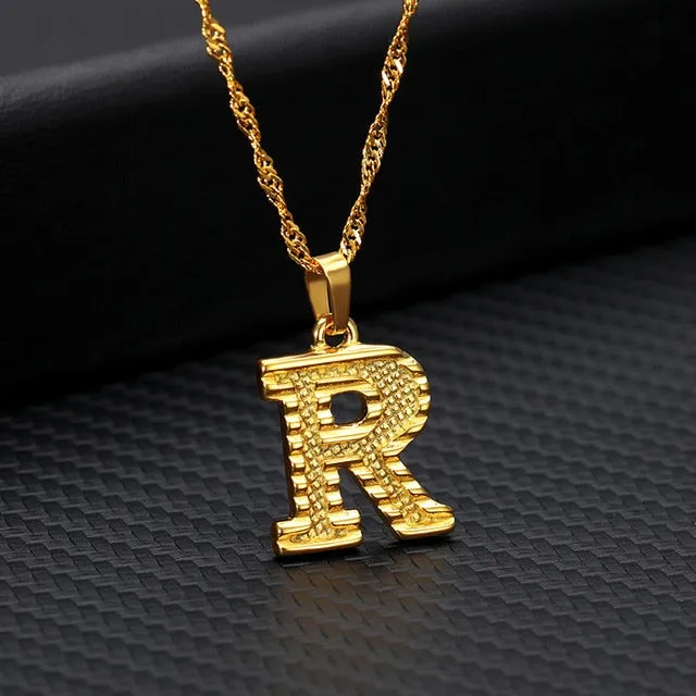 Tiny Gold Initial Letter Necklace