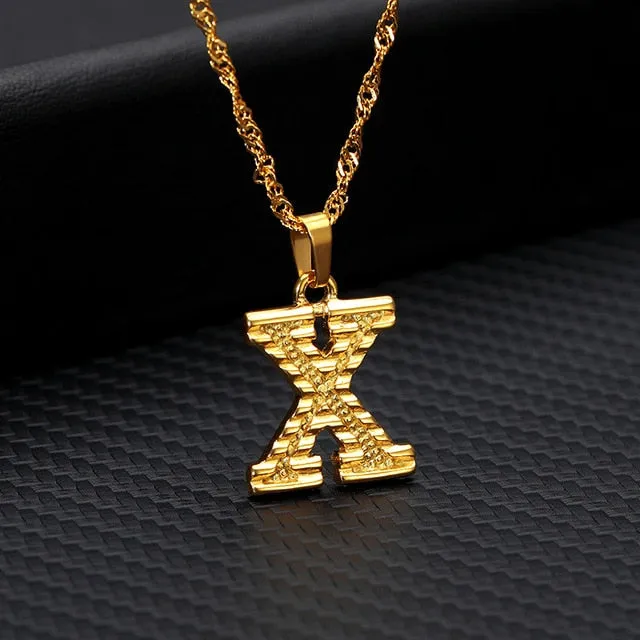 Tiny Gold Initial Letter Necklace