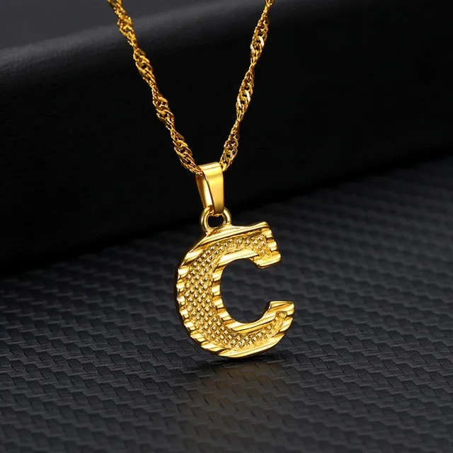 Tiny Gold Initial Letter Necklace