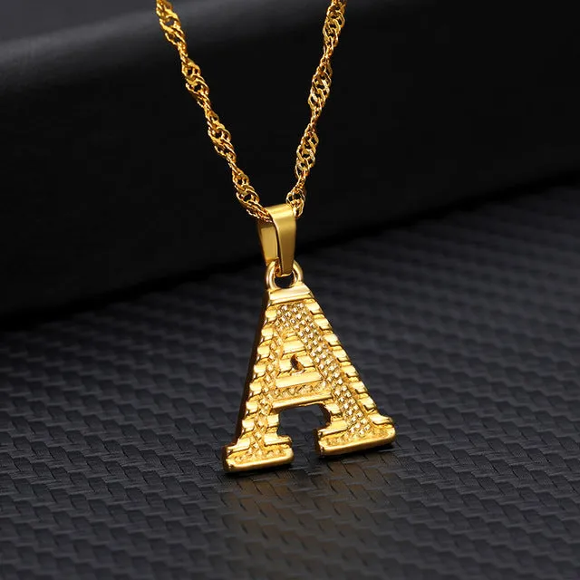 Tiny Gold Initial Letter Necklace