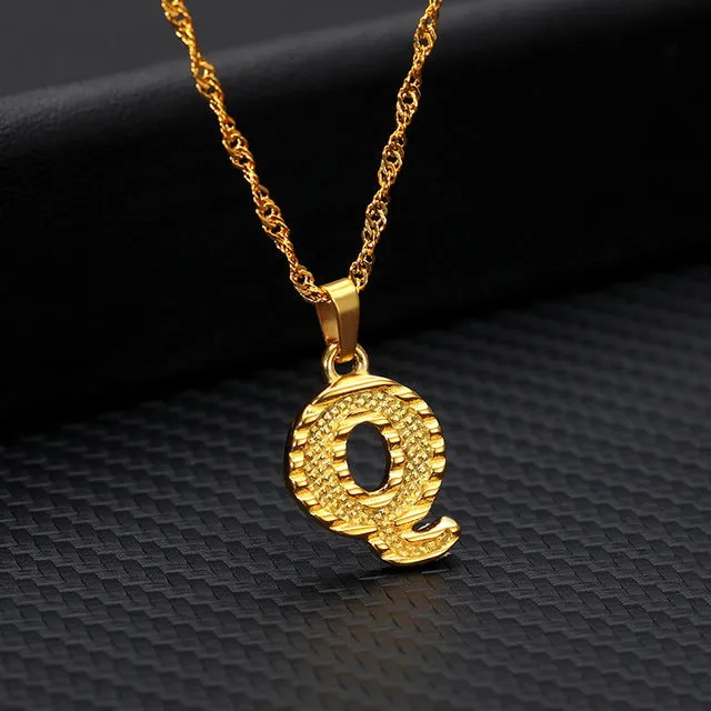 Tiny Gold Initial Letter Necklace