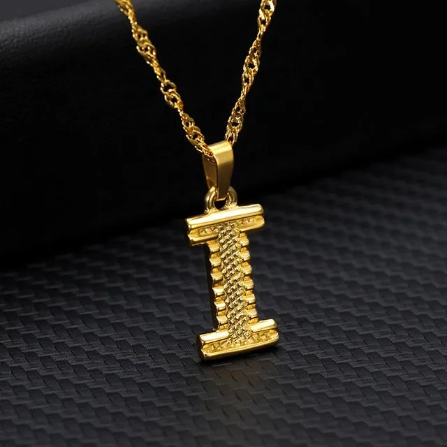 Tiny Gold Initial Letter Necklace