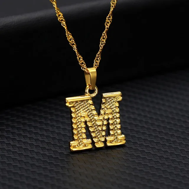 Tiny Gold Initial Letter Necklace