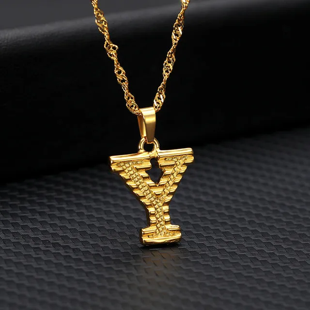 Tiny Gold Initial Letter Necklace