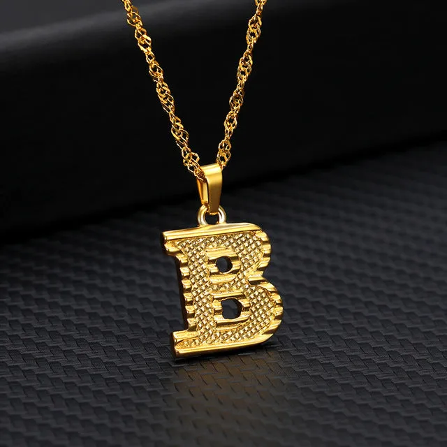 Tiny Gold Initial Letter Necklace