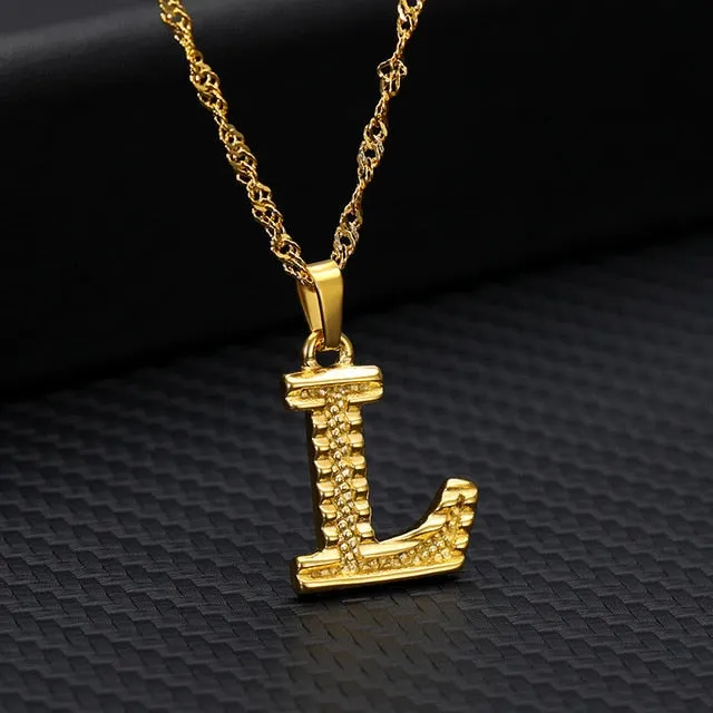 Tiny Gold Initial Letter Necklace