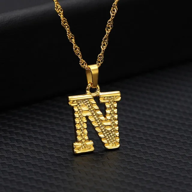 Tiny Gold Initial Letter Necklace