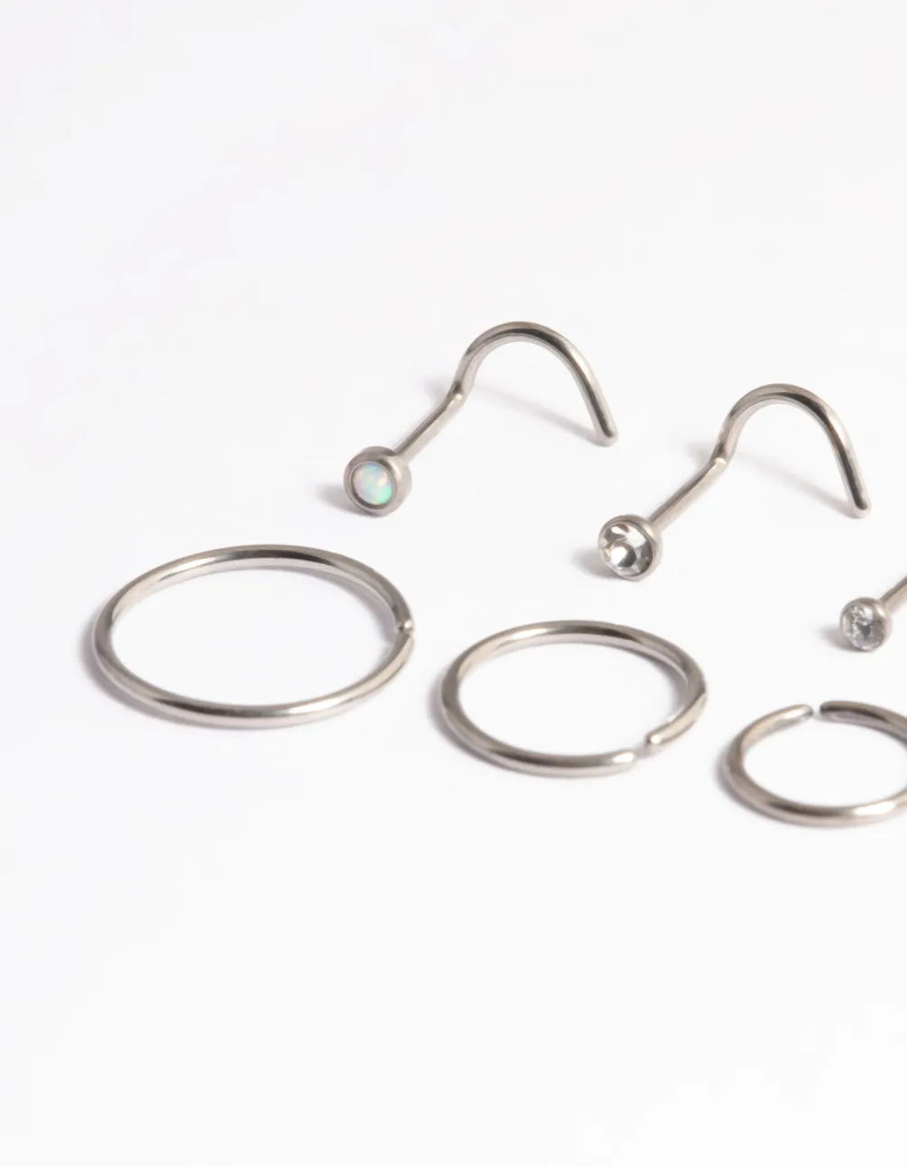 Titanium Cubic Zirconia & Oval Nose 6-Pack