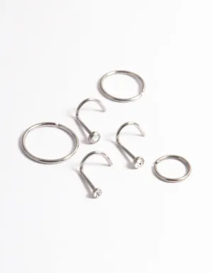 Titanium Cubic Zirconia & Oval Nose 6-Pack