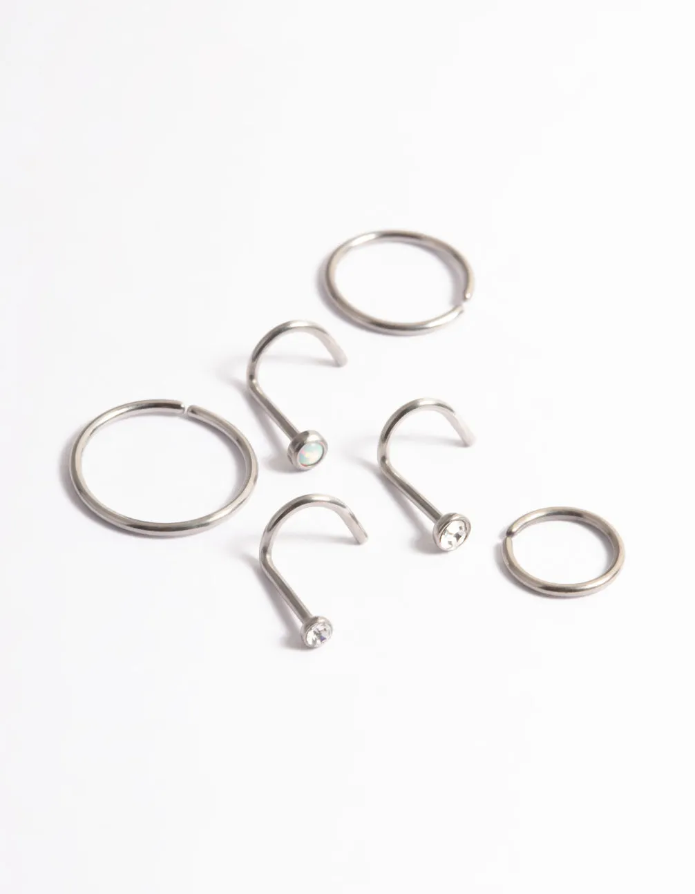 Titanium Cubic Zirconia & Oval Nose 6-Pack