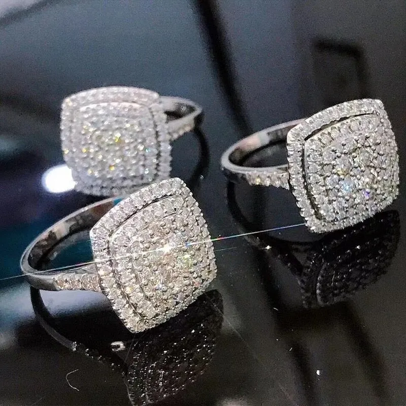 Trendy Jewelry Elegant Dazzling Full Micro Paved Cubic Zircon Cocktail Ring