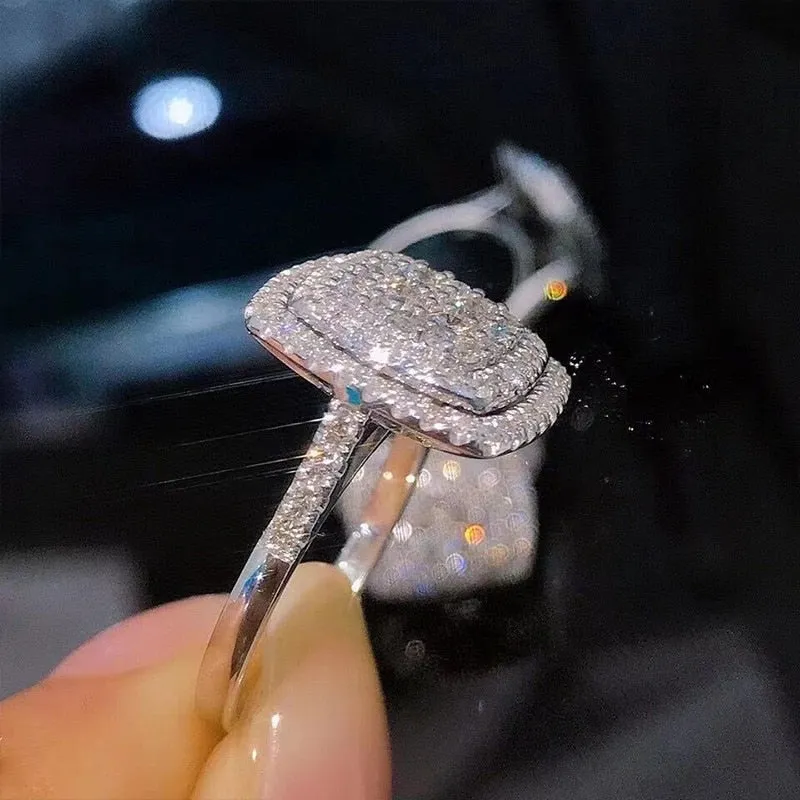 Trendy Jewelry Elegant Dazzling Full Micro Paved Cubic Zircon Cocktail Ring