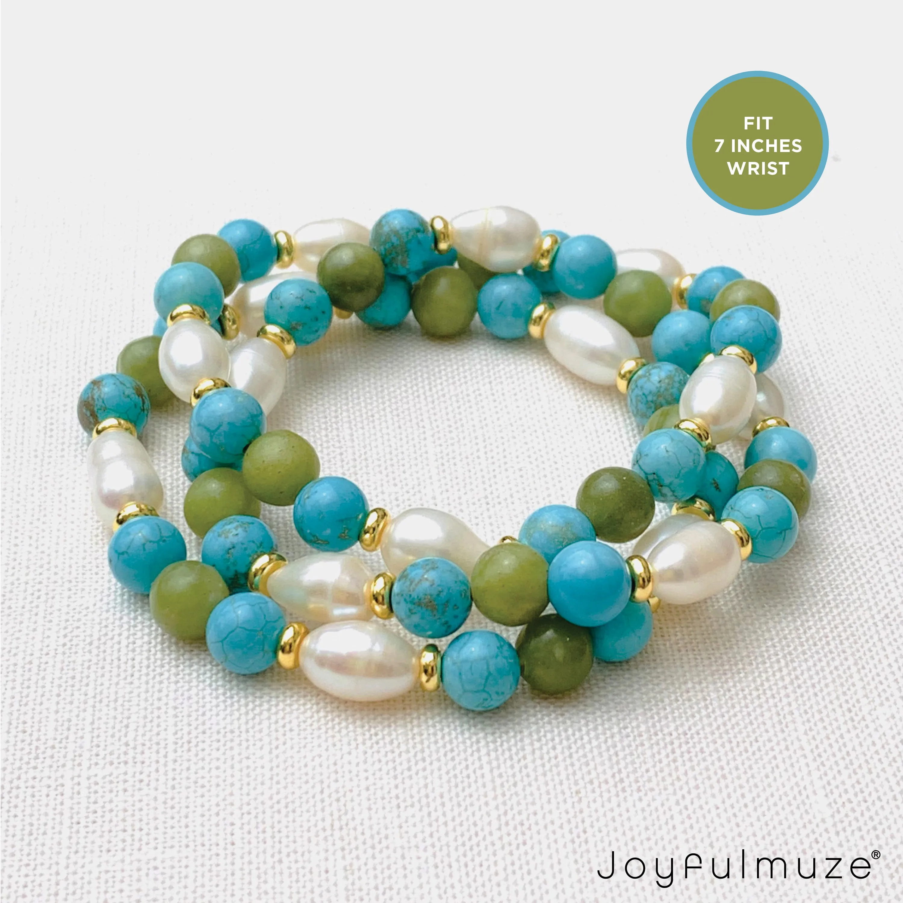 Turquoise Serpentine and Pearl Bracelet