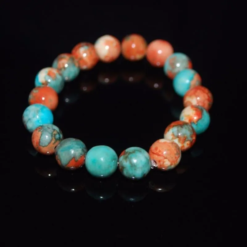 Unique Natural Crazy Lace Jade Blue Stretch Unisex Bracelets