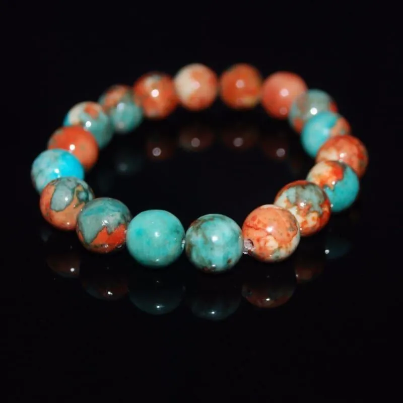 Unique Natural Crazy Lace Jade Blue Stretch Unisex Bracelets