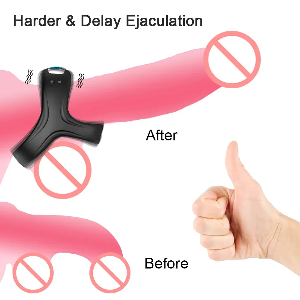 Versatile 3-in-1 Vibrating Penis Ring Male Sex Device with 10 Vibration Modes