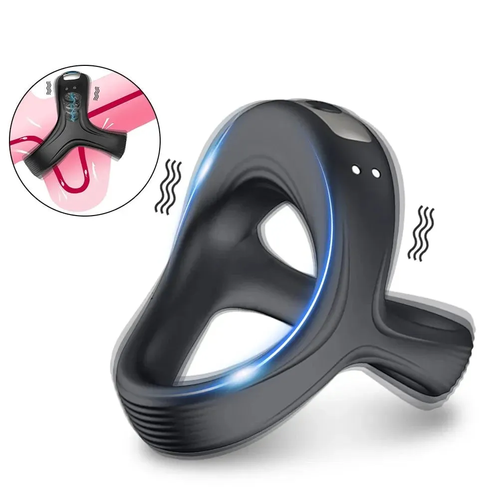 Versatile 3-in-1 Vibrating Penis Ring Male Sex Device with 10 Vibration Modes