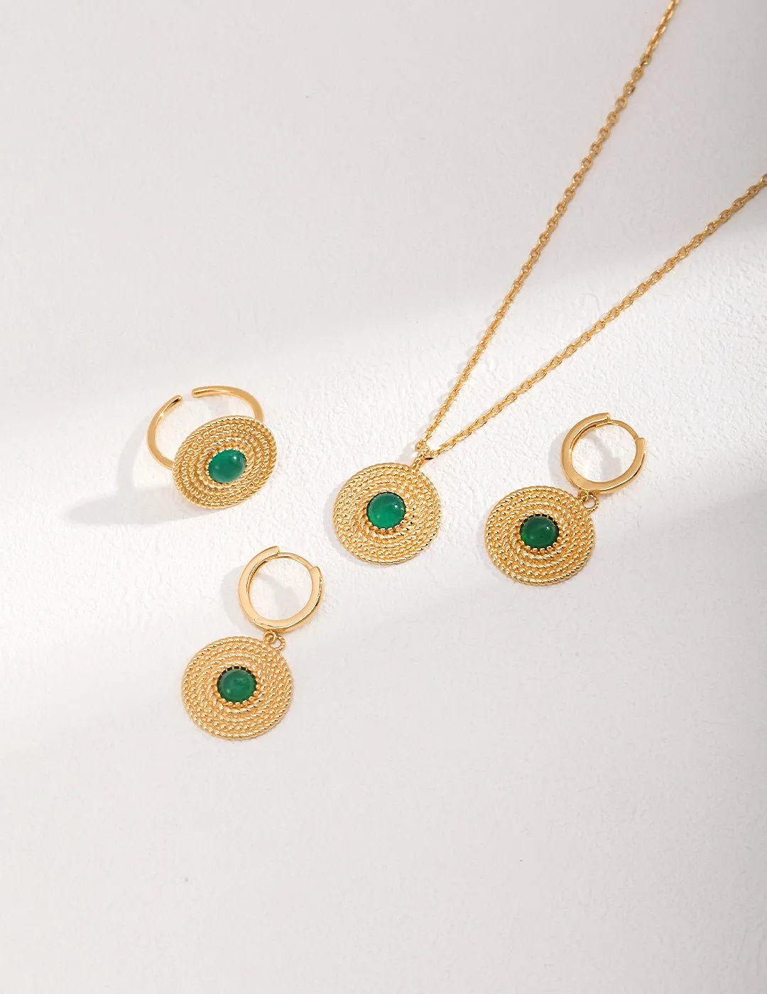 Vintage Disc Chrysoprase Pendant Necklace