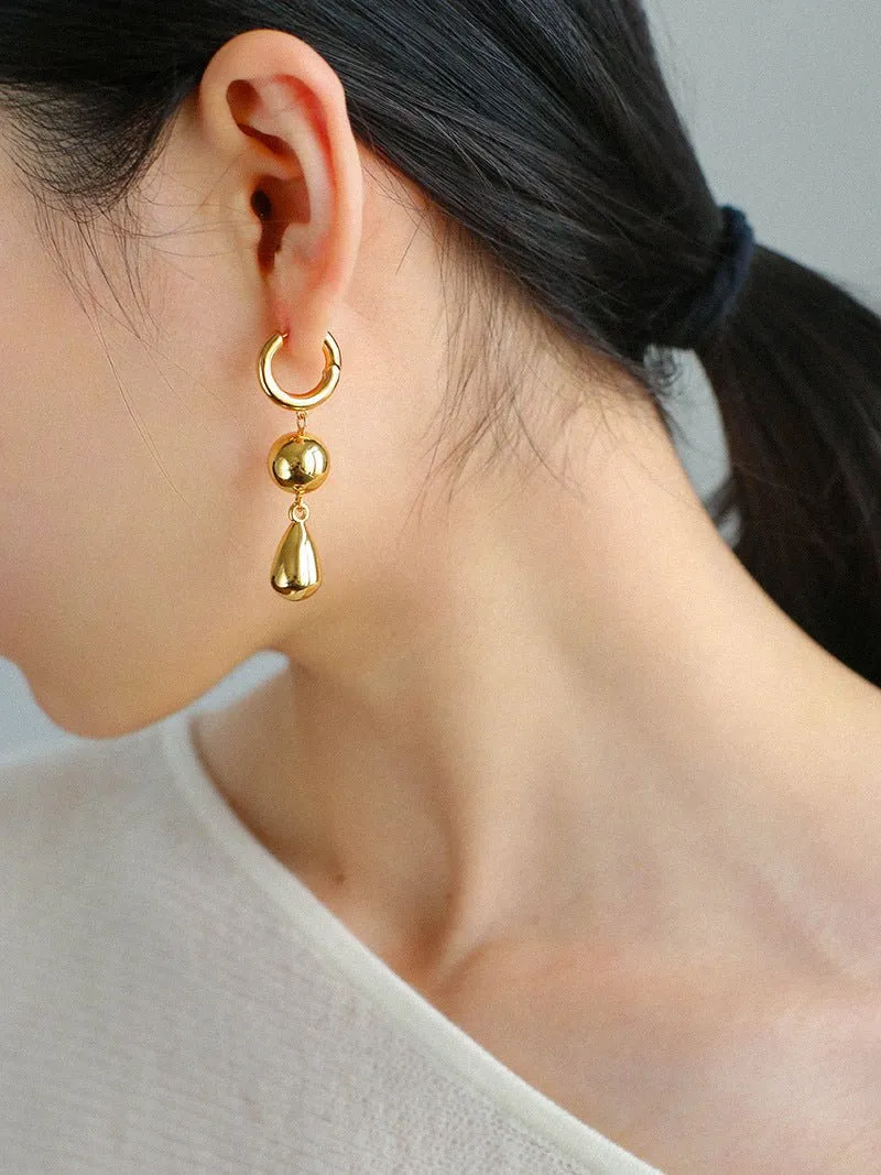 Water Droplet Paneled Ball Earrings