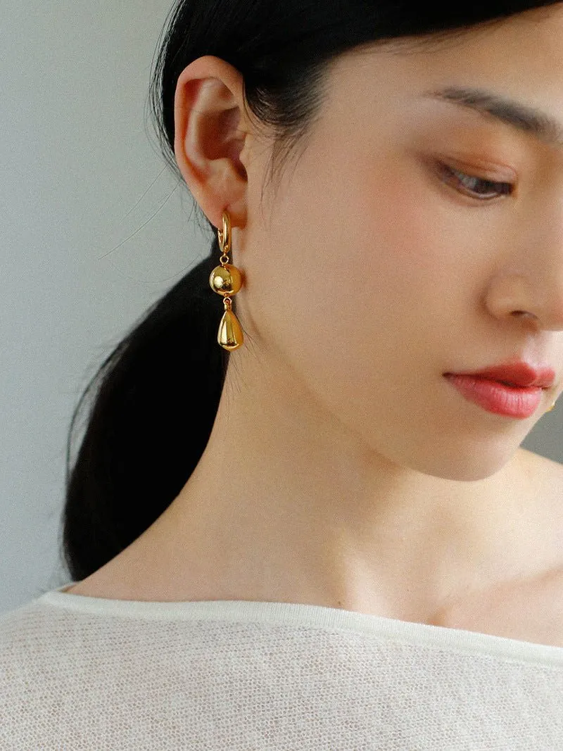 Water Droplet Paneled Ball Earrings