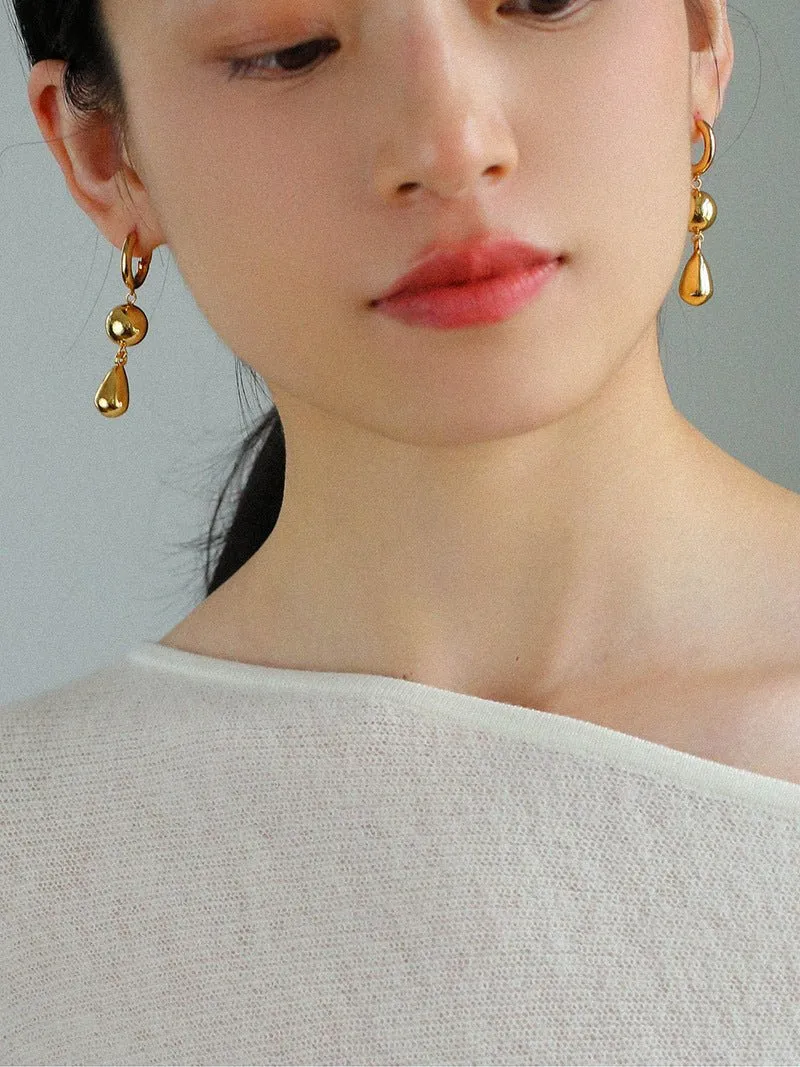 Water Droplet Paneled Ball Earrings