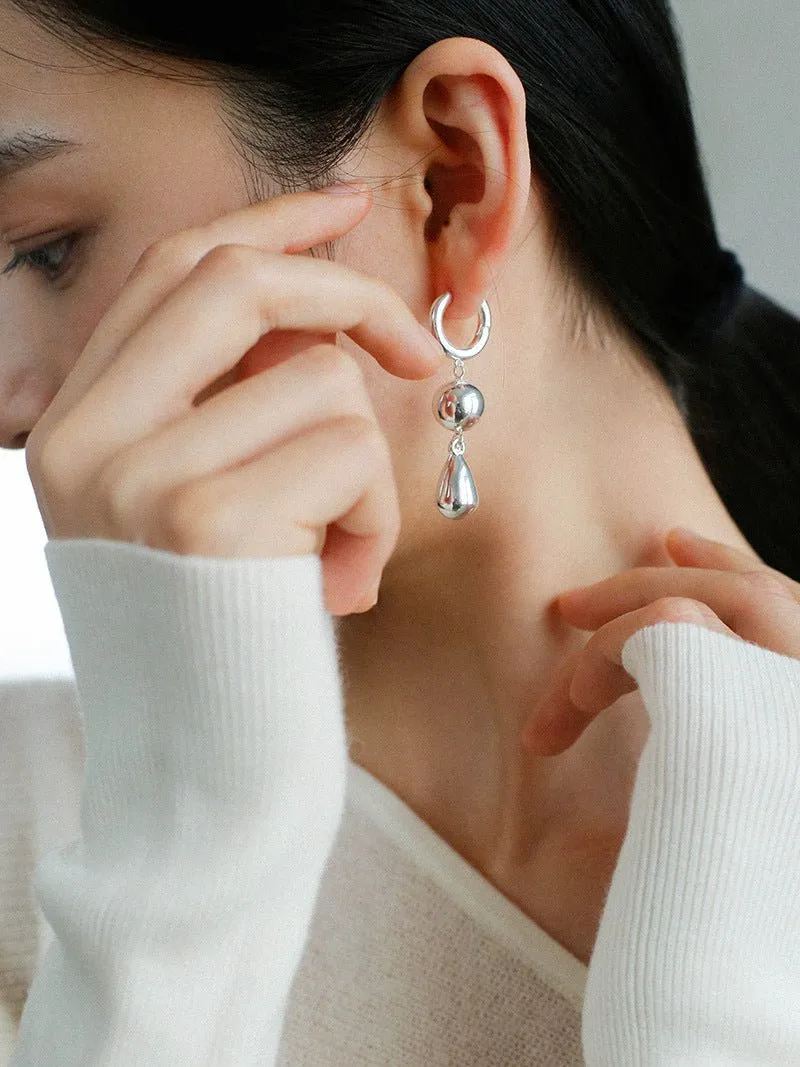 Water Droplet Paneled Ball Earrings