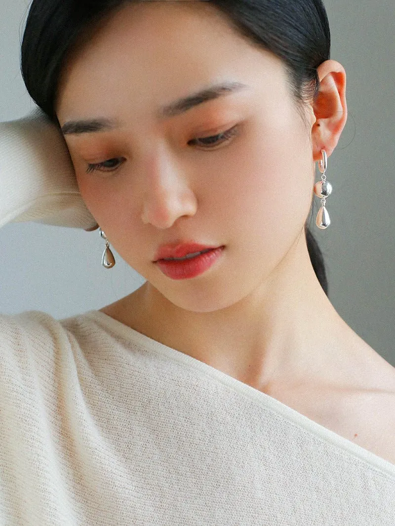 Water Droplet Paneled Ball Earrings