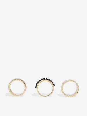 Westside Accessories Gold Stone Embellished Rings - Pack of 3