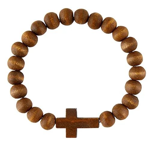 Wood Bead Cross Bracelet