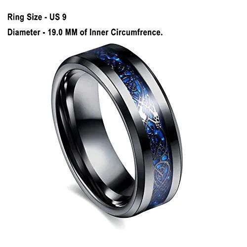 Yellow Chimes Rings For Men | Pack of 1 Stainless Steel Men Ring | Dragon Celtic design Blue and Black dual toned Finger Ring for Boys | Ideal Gift For Men and Boys