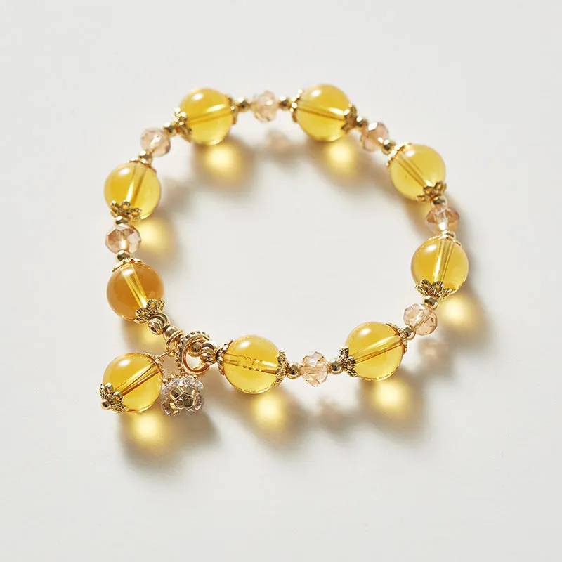 Yellow Crystal Flower Sterling Silver Bracelet - Fortune's Favor Collection