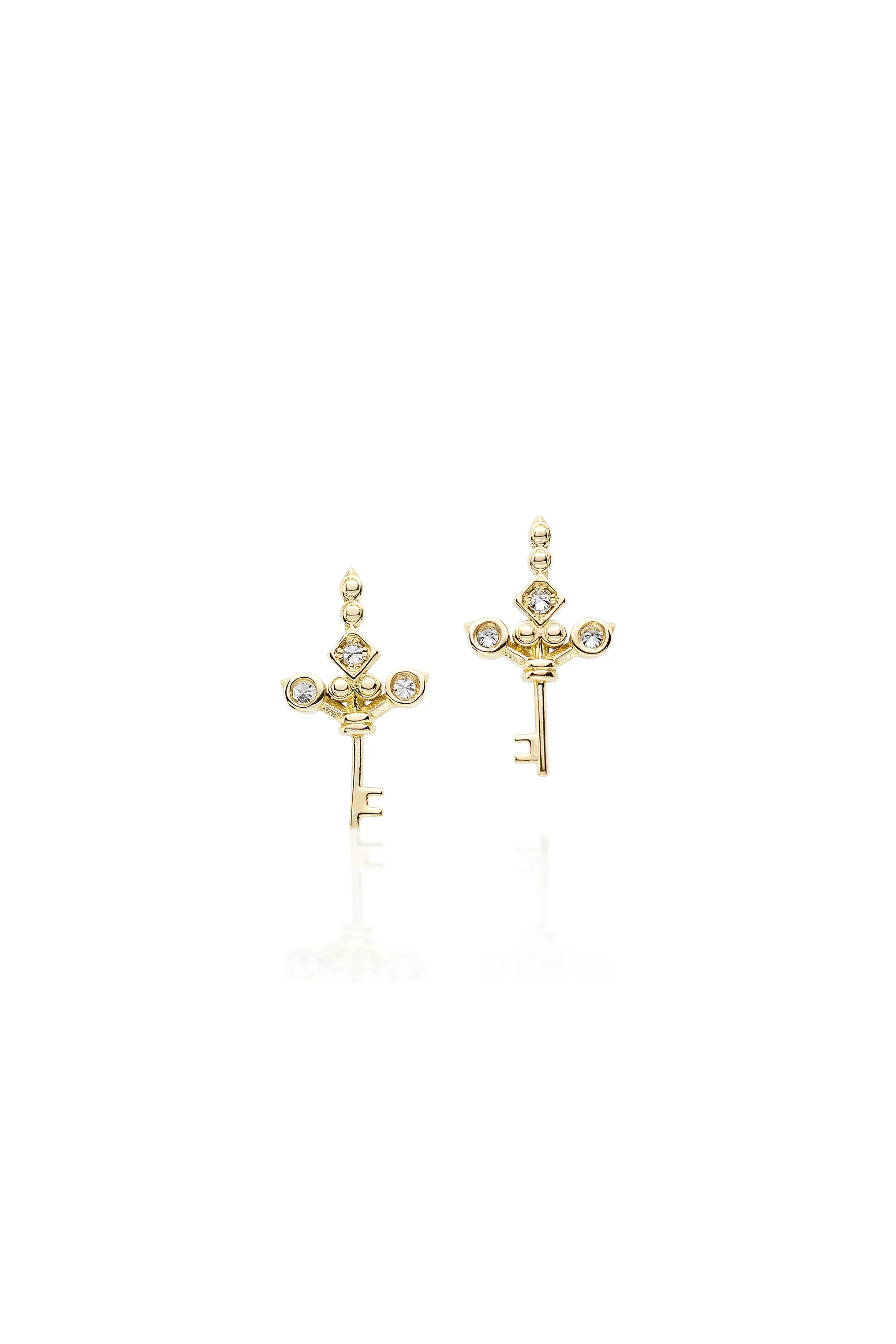 Yellow gold love studs